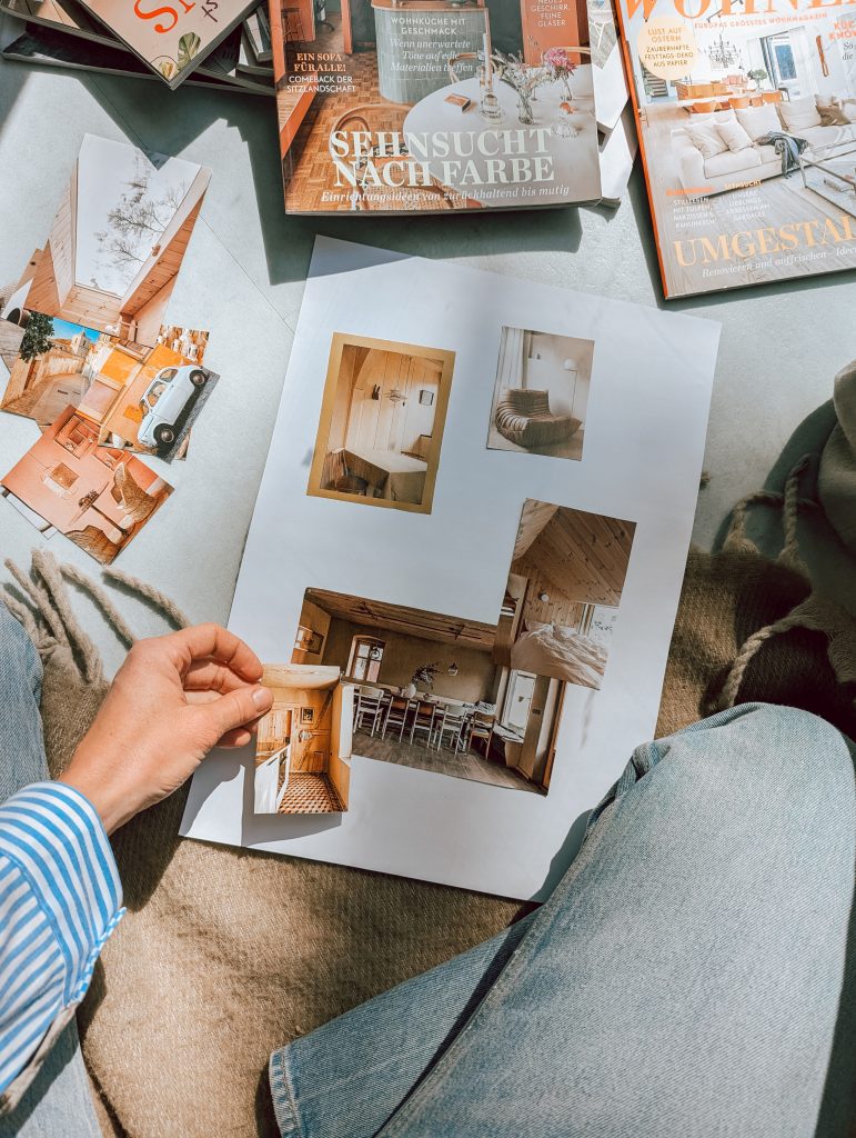 Moodboard mit Farben, Materialien und Wohnideen zur Planung eines persönlichen Einrichtungsstils